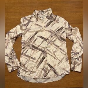 Reformation Jeremiah Silk Blouse Button Down Collar Neutral XS